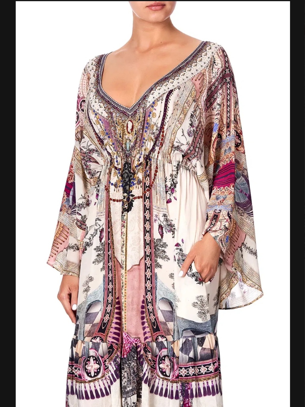 Camilla Gathered Panel Silk Maxi Dress Violet City NWT - Picture 4 of 7